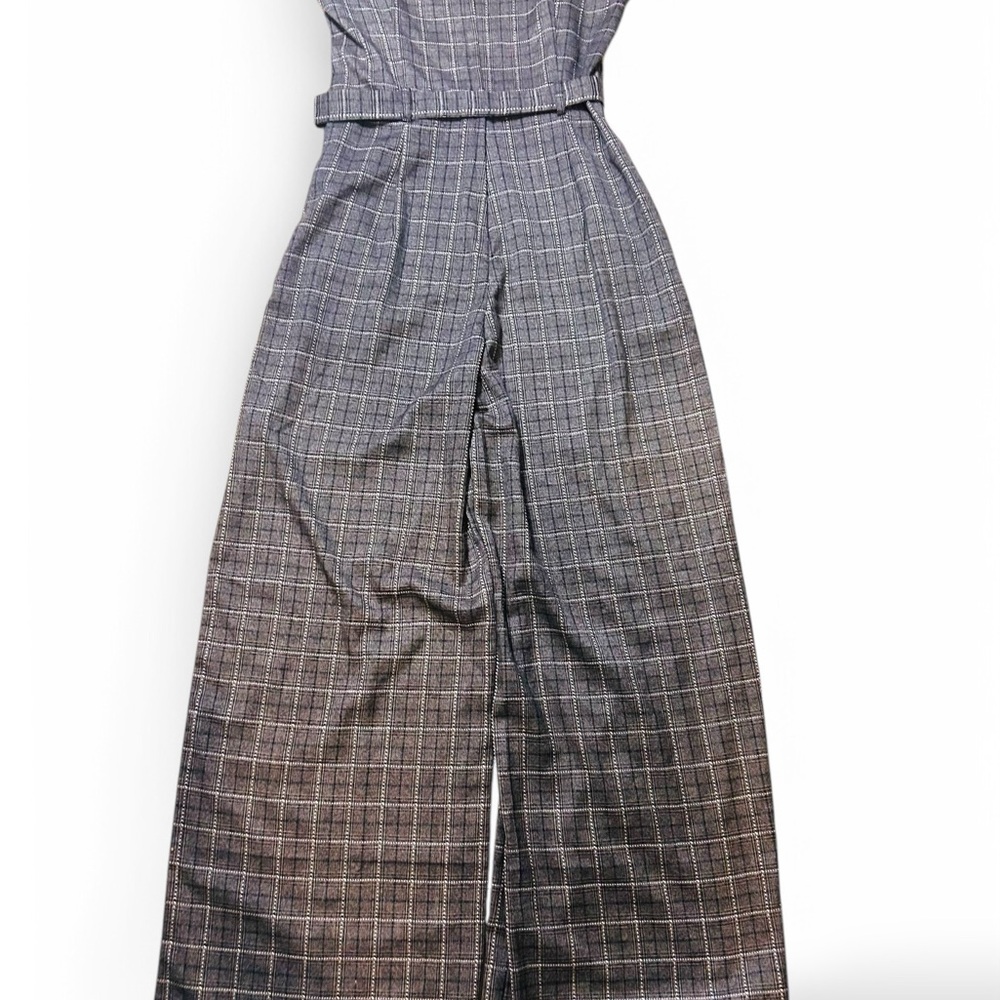 Collectif Brown Plaid Wide-Leg Jumpsuit - Picture 8 of 15